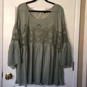 Long sleeve blouse with built in tank